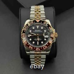 Seiikmod Rootbeer GMT Mod Two-Tone Bezel Jubilee Bracelet Sapphire 40mm