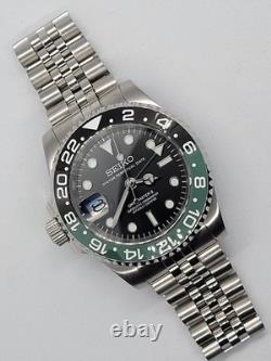 Seikmod GMTEIKO NH34 Black Dial Green/Black GMT Bezel Bracelet