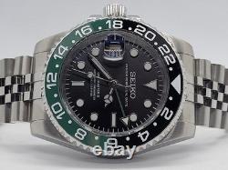 Seikmod GMTEIKO NH34 Black Dial Green/Black GMT Bezel Bracelet