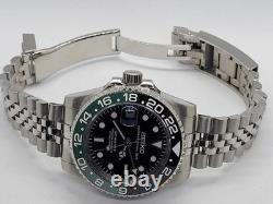 Seikmod GMTEIKO NH34 Black Dial Green/Black GMT Bezel Bracelet