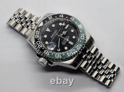 Seikmod GMTEIKO NH34 Black Dial Green/Black GMT Bezel Bracelet