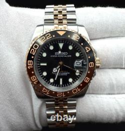 Seikmod GMTEIKO Rootbeer NH34 GMT Aut, Sapphire, Ceramic Bezel, Jubilee