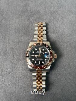 Seikmod GMTEIKO Rootbeer NH34 GMT Aut, Sapphire, Ceramic Bezel, Jubilee