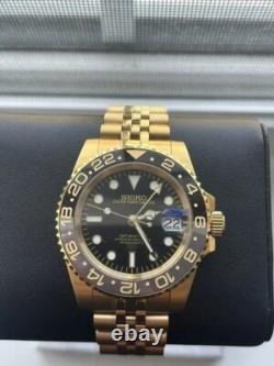 Seikmod GMTEIKO Rootbeer NH34 GMT Aut Sapphire Gold 40mm Jubilee