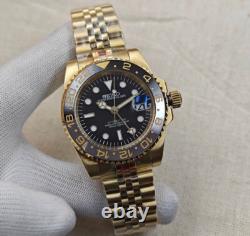 Seikmod GMTEIKO Rootbeer NH34 GMT Aut Sapphire Gold 40mm Jubilee
