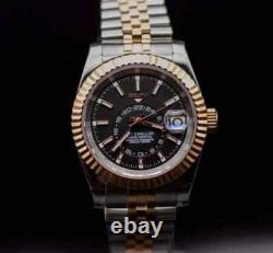 Seikmod GMTEIKO Two-Tone Black Dial NH34 GMT Aut Sapphire Fluted Bezel 40mm