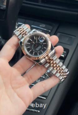 Seikmod SkyMaster RoseGold GMT Style Black Dial Aut Jubilee 316L