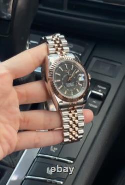 Seikmod SkyMaster RoseGold GMT Style Black Dial Aut Jubilee 316L