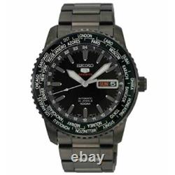 Seiko 5 SRP129K1 Sport World Time Automatic Full Black 24 Jewels Day Date GMT