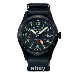 Seiko 5 Sports Automatic GMT Black Dial Leather Strap Watch SSK025