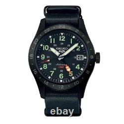 Seiko 5 Sports Automatic GMT Black Dial Leather Strap Watch SSK025