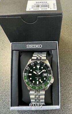 Seiko 5 Sports Automatic GMT Steel Band Green Dial Watch SSK035 New Japan Made