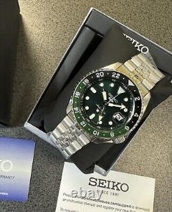 Seiko 5 Sports Automatic GMT Steel Band Green Dial Watch SSK035 New Japan Made