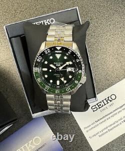 Seiko 5 Sports Automatic GMT Steel Band Green Dial Watch SSK035 New Japan Made