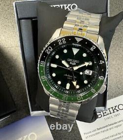 Seiko 5 Sports Automatic GMT Steel Band Green Dial Watch SSK035 New Japan Made