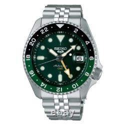 Seiko 5 Sports Automatic Silver-Tone with Green Dial GMT Series Men's Watch