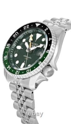 Seiko 5 Sports Automatic Silver-Tone with Green Dial GMT Series Men's Watch