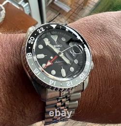 Seiko 5 Sports Black Automatic GMT Black & Gray Bezel Watch SSK001