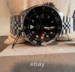 Seiko 5 Sports Black Automatic GMT Black & Gray Bezel Watch SSK001
