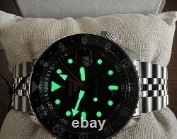 Seiko 5 Sports Black Automatic GMT Black & Gray Bezel Watch SSK001
