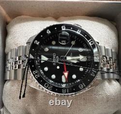 Seiko 5 Sports Black Automatic GMT Black & Gray Bezel Watch SSK001