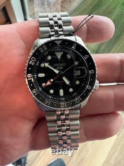 Seiko 5 Sports Black Automatic GMT Black & Gray Bezel Watch SSK001