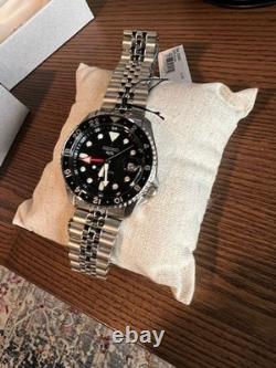Seiko 5 Sports Black Automatic GMT Black & Gray Bezel Watch SSK001