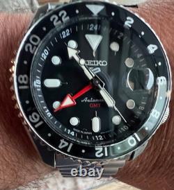 Seiko 5 Sports Black Automatic GMT Black & Gray Bezel Watch SSK001