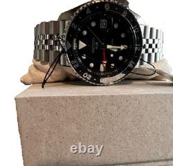 Seiko 5 Sports Black Automatic GMT Black & Gray Bezel Watch SSK001