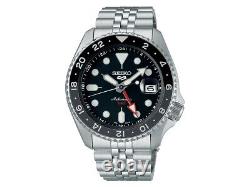 Seiko 5 Sports SSK001K1 42mm Black Dial GMT Cyclops Automatic Men Watch Steel