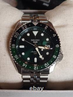Seiko 5 Sports SSK035 GMT Automatic Stainless Steel Watch Green Black Bezel