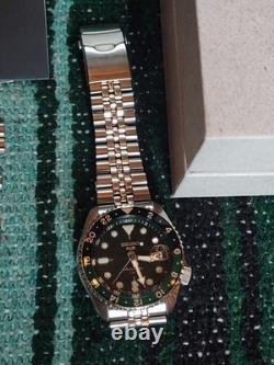 Seiko 5 Sports SSK035 GMT Automatic Stainless Steel Watch Green Black Bezel