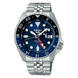 Seiko 5 Sports Stainless Steel 42.5 MM GMT Automatic Blue Dial Watch SSK003K1