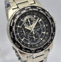 Seiko 7T62-OJH0 World Time Chronograph GMT Automatic Vintage Men's Watch