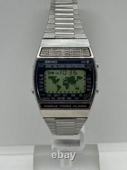 Seiko A239-5010 Vintage Digital Quartz Wrist Watch Japan World Time GMT Alarm