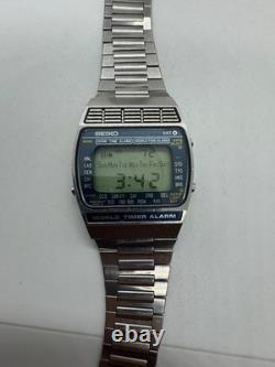 Seiko A239-5010 Vintage Digital Quartz Wrist Watch Japan World Time GMT Alarm