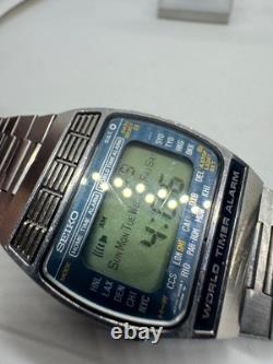 Seiko A239-5010 Vintage Digital Quartz Wrist Watch Japan World Time GMT Alarm