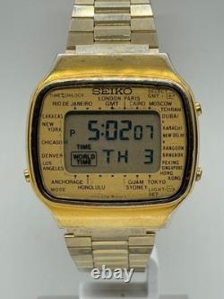 Seiko A708-5000 Vintage Digital Quartz Wrist Watch Japan World Time GMT Rare