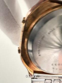 Seiko A708-5000 Vintage World Time GMT Gold-Tone Digital LCD Japan 1980s