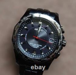Seiko Brightz World Time Solar Titanium Black Wristwatch GMT Timepiece