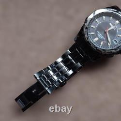Seiko Brightz World Time Solar Titanium Black Wristwatch GMT Timepiece