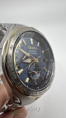 Seiko Coutura 8B63-0AK0 World Time, Radio Sync, Solar, Blue Dial, Two Tone