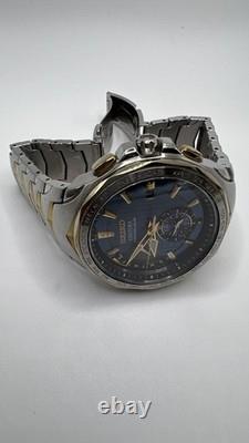 Seiko Coutura 8B63-0AK0 World Time, Radio Sync, Solar, Blue Dial, Two Tone