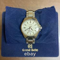 Seiko Grand Seiko SBGE009 GMT Date White Silver Round Spring Drive Mens Watch
