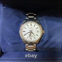 Seiko Grand Seiko SBGE009 GMT Date White Silver Round Spring Drive Mens Watch