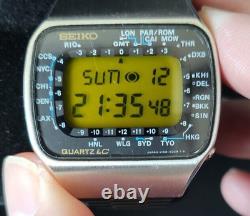 Seiko M158 5009 Watch Pan Am Gmt World Timer Lemon Led Dial, Light Works