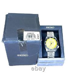 Seiko Men's 5 Sport Automatic GMT Steel Band Yellow Dial Watch SSK017 EUC