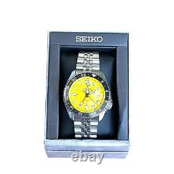 Seiko Men's 5 Sport Automatic GMT Steel Band Yellow Dial Watch SSK017 EUC