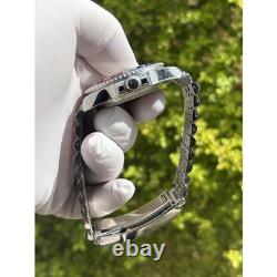 Seiko NH34 Automatic GMT MOD Watch 40mm White Dial Red Blue Bezel Steel 5ATM