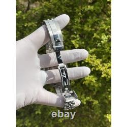 Seiko NH34 Automatic GMT MOD Watch 40mm White Dial Red Blue Bezel Steel 5ATM